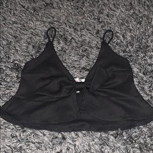 Black ribbed crop top with bow